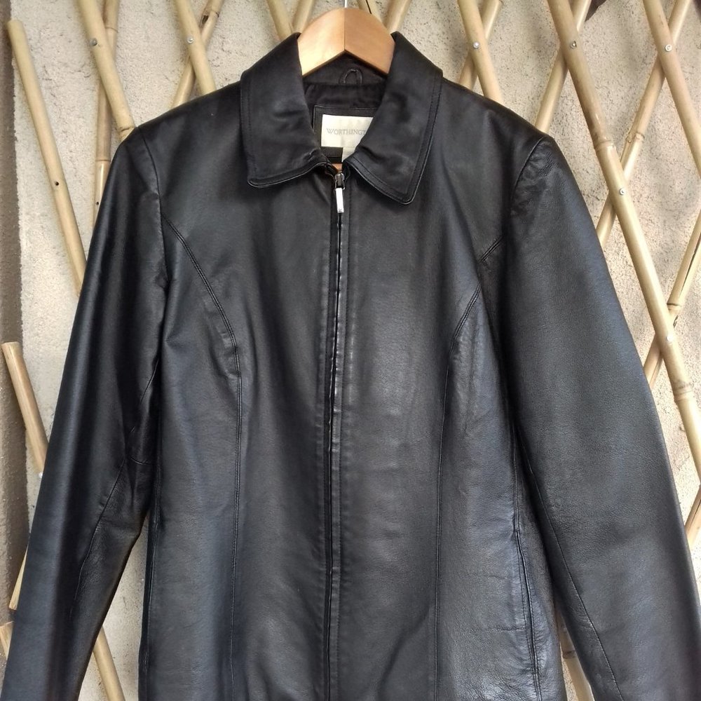 Worthington Women's Genuine Leather Zip Up Jacket